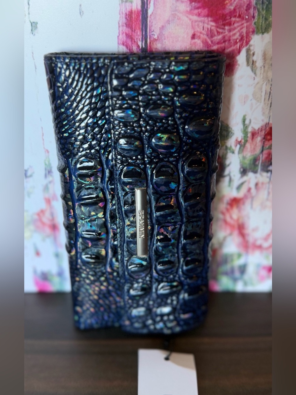 BRAHMIN CORDELIA ROYAL BLUE WALLET NWT HOLOGRAPHIC NAVY